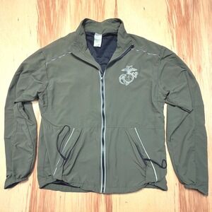 USMC Marines PT Jacket Small Regular Olive Green Reflective Windbreaker